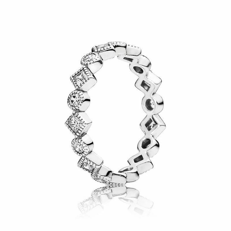 Pandora Australia AlluStackable Ring Brilliant Princess Stackable Ring - Sterling Silver | IXGAOR741